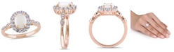 Macy's Opal (7/8 ct. t.w.), White Topaz (5/8 ct. t.w.) and Diamond Accent Vintage Halo Ring in 14k Rose Gold